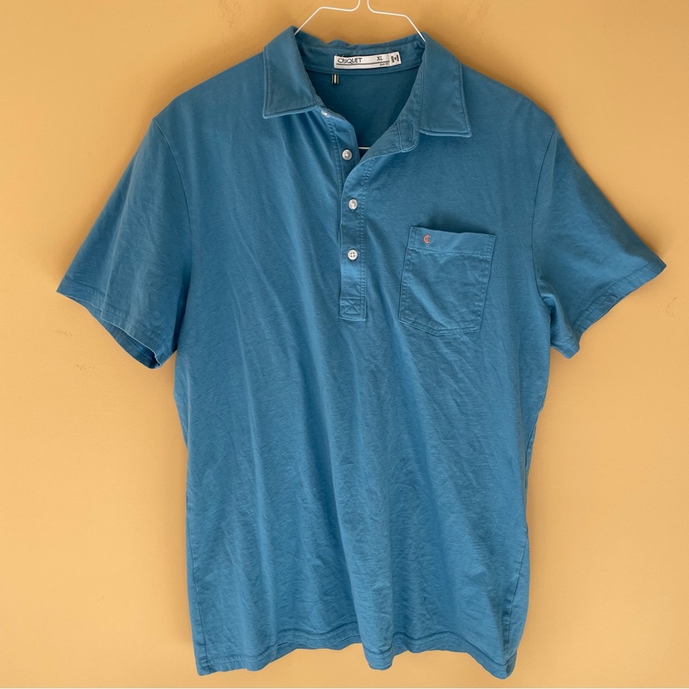 CRIQUET Organic Cotton Slim Fit Polo in Blue